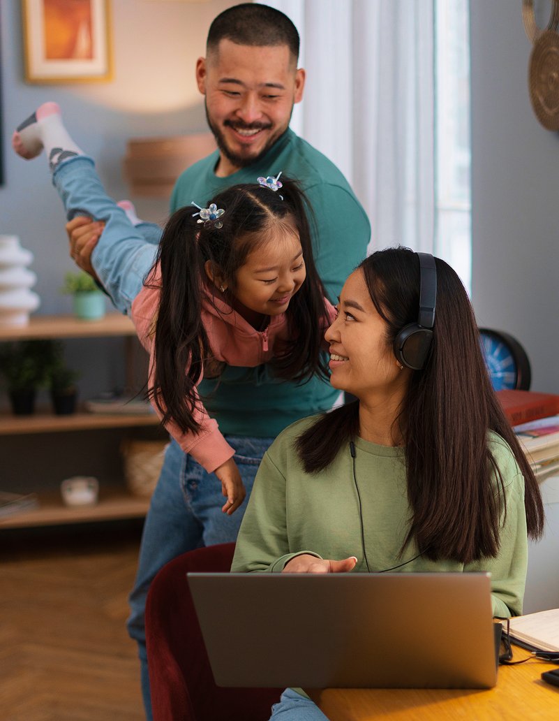 Parent working remotely with children at home